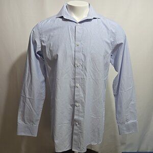 Larsson & Co. Dress Shirt Mens Size 15½ Blue Pinstripe Scandinavia Easy Care